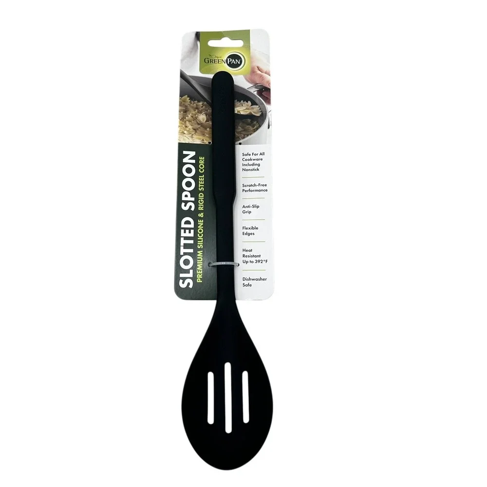 GREENPAN 3pc Spoon Turner Metal Core Silicone Utensils‎ Set Black Heat Resistant